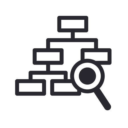 flow chart with lupe line style icon design, Data analysis and information theme Vector illustrationのイラスト素材