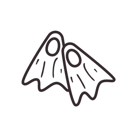 Summer and sea fins line style icon design, vacation and tropical theme Vector illustrationのイラスト素材