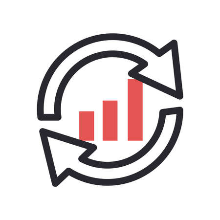 bars chart with repeat arrow line and fill style icon design, Data analysis and information theme Vector illustrationのイラスト素材