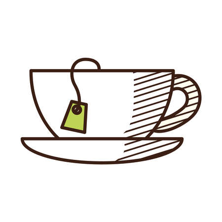icon of tea cup over white background, hand draw style, vector illustrationのイラスト素材