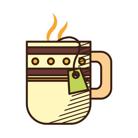 hot tea cup icon over white background, hand draw style, vector illustrationのイラスト素材