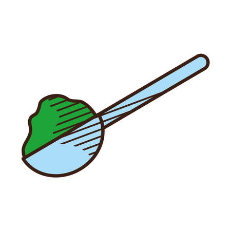 spoon with tea icon over white background, hand draw style, vector illustrationのイラスト素材