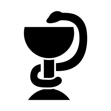 Bowl of Hygieia icon over white background, silhouette style, vector illustrationのイラスト素材