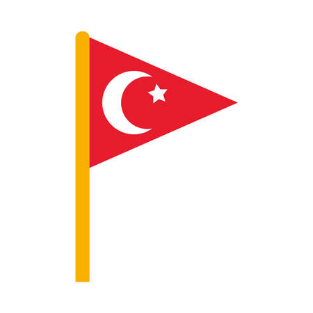 icon of pennant with turkey flag design over white background, flat style, vector illustrationのイラスト素材
