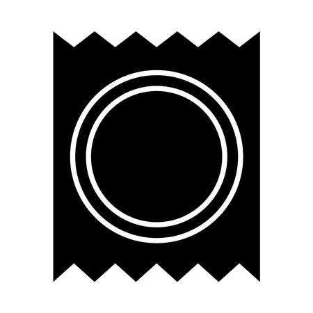 condom pack icon over white background, silhouette style, vector illustrationのイラスト素材