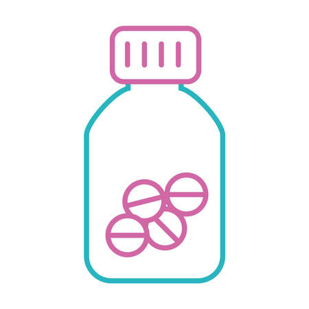 medical pills bottle icon over white background, line style, vector illustrationのイラスト素材