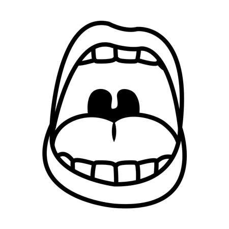 icon of pop art open mouth over white background, line style, vector illustrationのイラスト素材