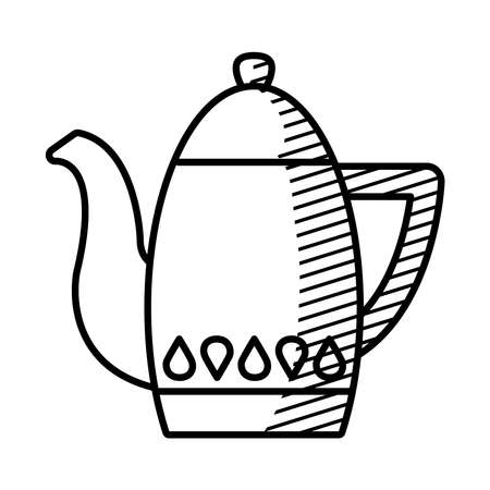 teapot icon over white background, line style, vector illustrationのイラスト素材
