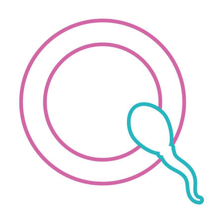 sperm and ovum icon over white background, line style, vector illustrationのイラスト素材