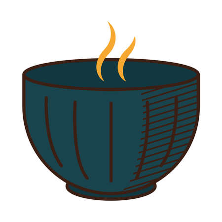 japanese tea cup icon over white background, hand draw style, vector illustrationのイラスト素材