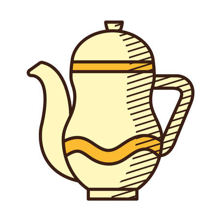 herbal tea drink icon over white background, hand draw style, vector illustrationのイラスト素材