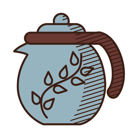 japanese teapot icon over white background, hand draw style, vector illustrationのイラスト素材