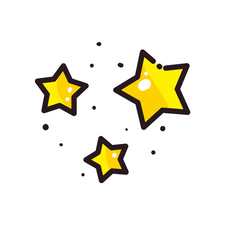 Stars line and fill style icon design, Night bedtime sky space nature science celestial galaxy and astrology theme Vector illustrationのイラスト素材