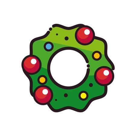 merry christmas crown line and fill style icon design, winter season and decoration theme Vector illustrationのイラスト素材