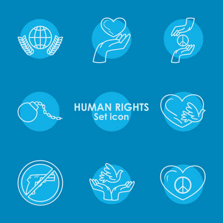 human rights line style symbol set design, justice legal and law theme Vector illustrationのイラスト素材