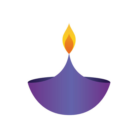 icon of diwali purple diya over white background, flat style, vector illustrationのイラスト素材