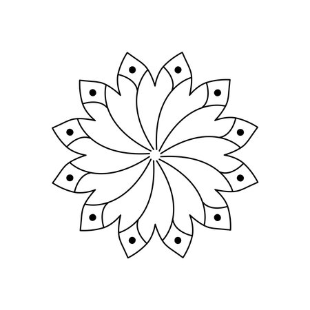 mandala with floral design over white background, line style, vector illustrationのイラスト素材