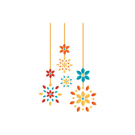 rangolis hanging icon over white background, flat style, vector illustrationのイラスト素材