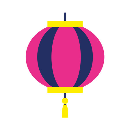 oriental lantern icon over white background, flat style, vector illustrationのイラスト素材