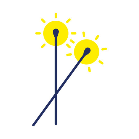 diwali sparkle sticks icon over white background, flat style, vector illustrationのイラスト素材