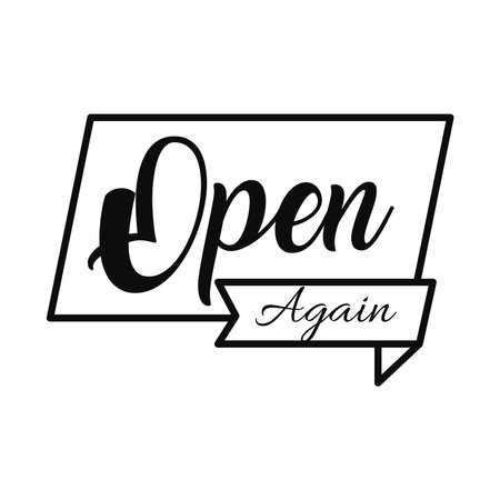 open again sign icon over white background, line style, vector illustrationのイラスト素材
