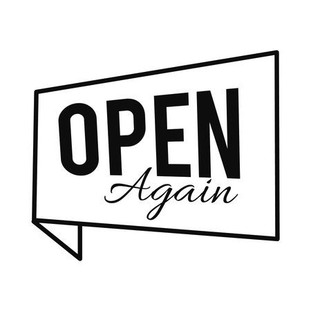 open again sign icon over white background, line style, vector illustration