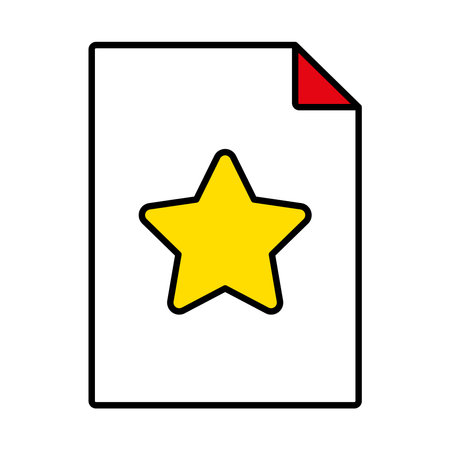 document with star icon over white background, line and fill style, vector illustrationのイラスト素材