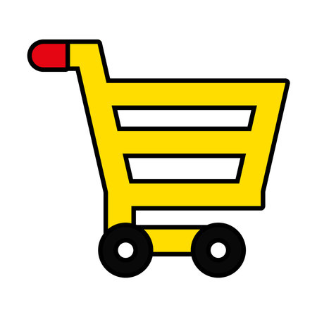 shopping cart icon over white background, line and fill style, vector illustrationのイラスト素材