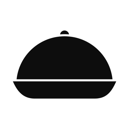 chef platter icon over white background, silhouette style, vector illustrationのイラスト素材