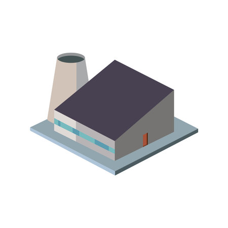 factory isometric style icon design, Industry plant building industrial construction job work technology and manufacturing theme Vector illustrationのイラスト素材
