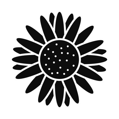 sunflower icon over white background, silhouette style, vector illustrationのイラスト素材