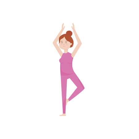 young woman practicing yoga character vector illustrationのイラスト素材