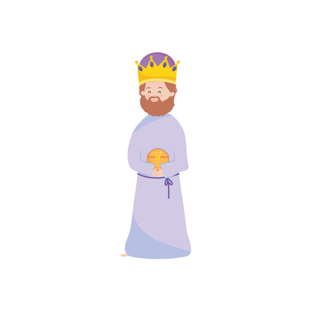 nativity manger caspar wise king character cartoon vector illustrationのイラスト素材