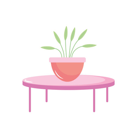 potted plant on round table decoration interior vector illustrationのイラスト素材