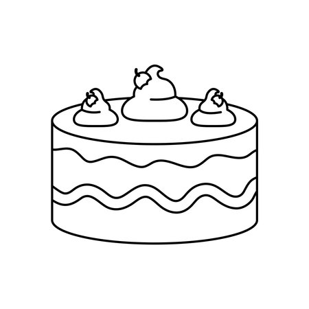sweet cake with cream fruits isolated icon white background vector illustration linear