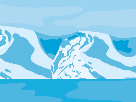 arctic winter icebergs landscape, colorful design, vector illustrationのイラスト素材