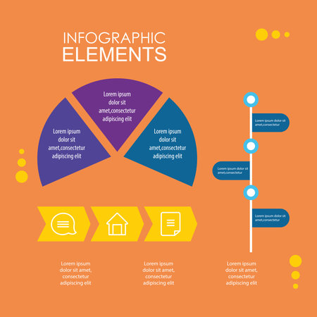 infographic elements and tools over orange background, vector illustrationのイラスト素材