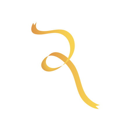 golden ribbon decoration icon over white background, flat style, vector illustrationのイラスト素材