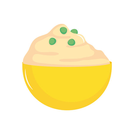 mashed potato bowl icon over white background, flat style, vector illustrationのイラスト素材