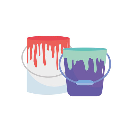 paint cans icon over white background, flat style, vector illustrationのイラスト素材