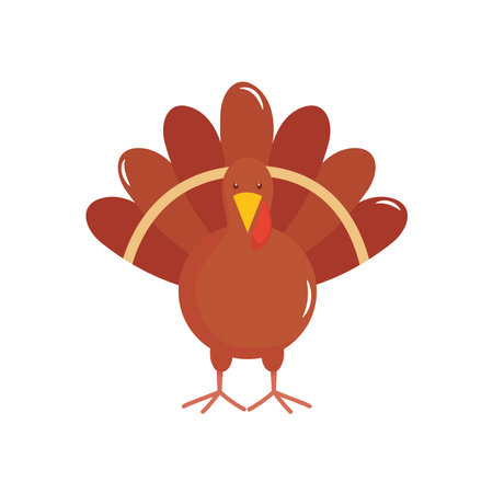 cartoon turkey icon over white background, flat style, vector illustrationのイラスト素材