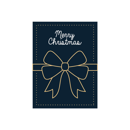 christmas minimalist card with decorative bow icon over white background, colorful design, vector illustrationのイラスト素材