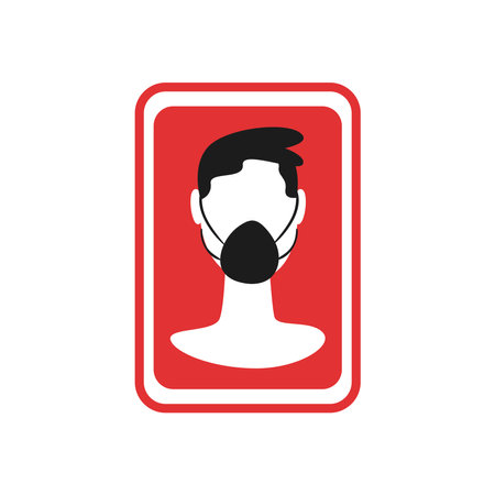 Man using facemask in road sign design of  virus theme Vector illustrationのイラスト素材