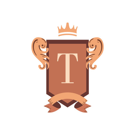 vintage ribbon and crown on shield design of retro and decorative theme Vector illustrationのイラスト素材