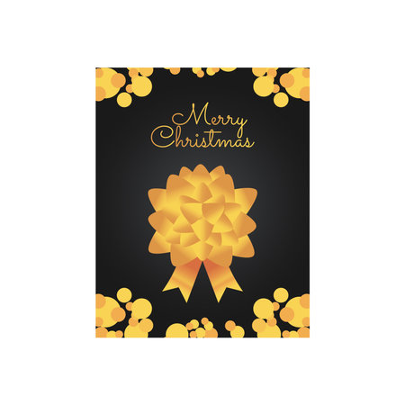 christmas black elegant card design with gift bow over white background, vector illustrationのイラスト素材