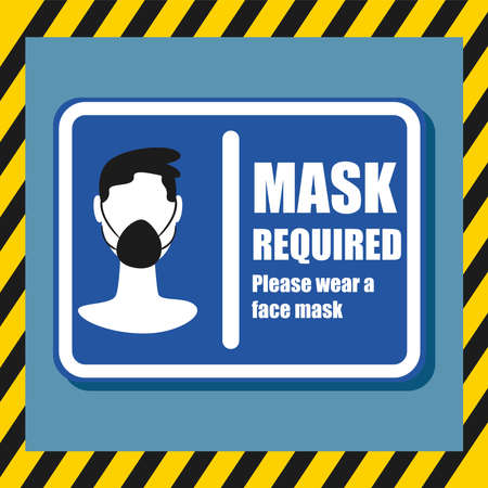 Mask required design man using facemask in road sign of virus theme Vector illustrationのイラスト素材