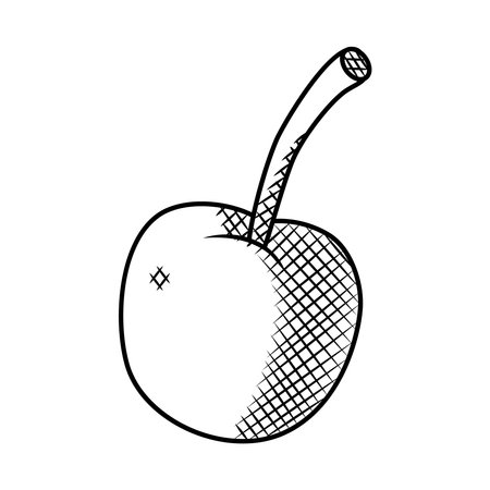 cherry icon over white background, hand draw style, vector illustrationのイラスト素材