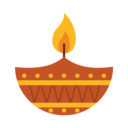 bhai dooj concept, decorative diya icon over white background, colorful design, vector illustrationのイラスト素材