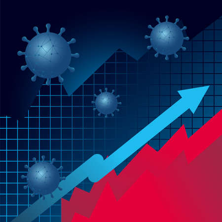 virus stats increase arrow gradient style icon design, Data analysis and information theme Vector illustrationのイラスト素材