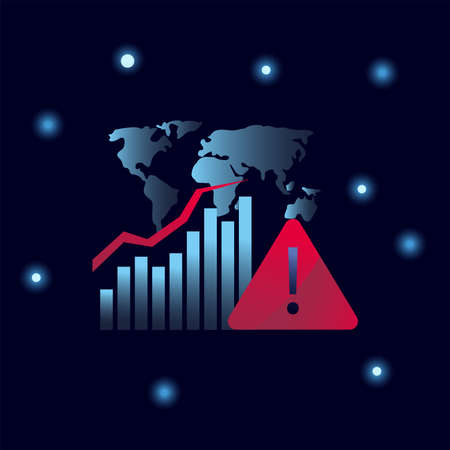 virus stats bars chart with increase line and map gradient style icon design, Data analysis and information theme Vector illustrationのイラスト素材